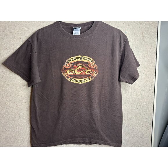 Orange County Choppers Brown Motorcycle Graphic T-Shirt Double Sided Sz M - Picture 2 of 9